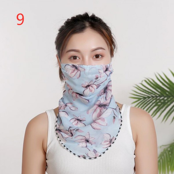 Womens Floral Mask Reusable Face Mask Neck Guard Scarf Handkerchief Riding Dust Proof Sunscreen 6855